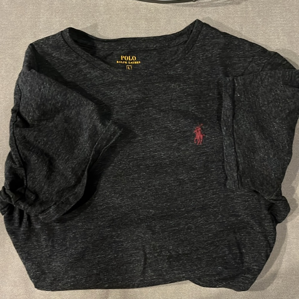 🔥Polo Ralph Lauren Dark Gray Tshirt with red logo Size:Large